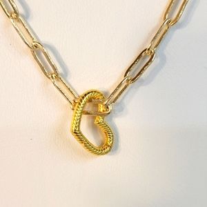 18KGP STAINLESS STEEL PAPERCLIP NECKLACE with heart charm NWT